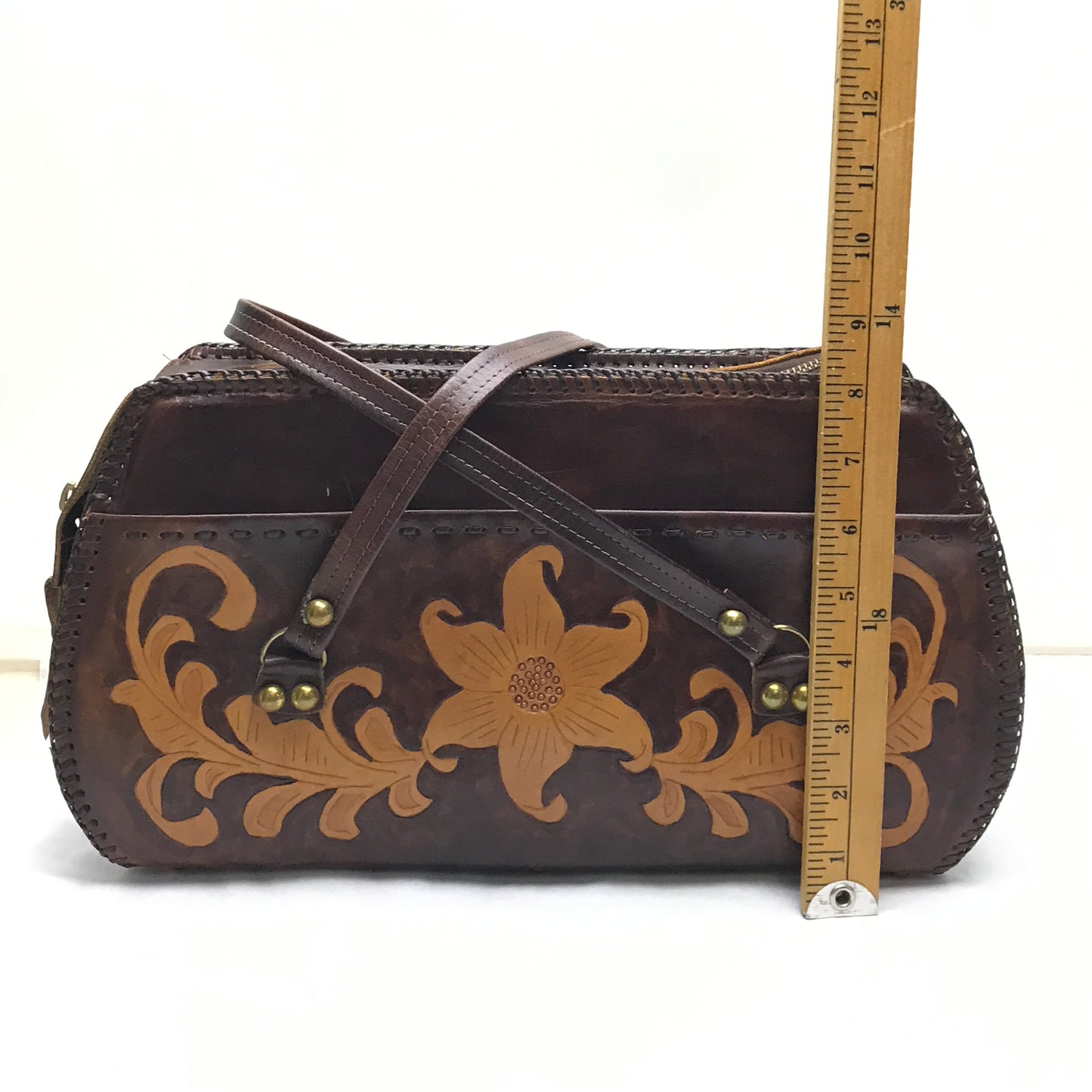 Tooled Leather Purse, Double Handled