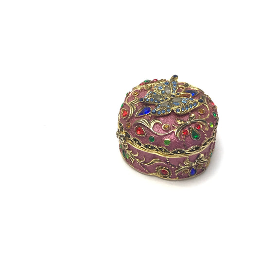 Enamel and Rhinestone Ring or Pill Box