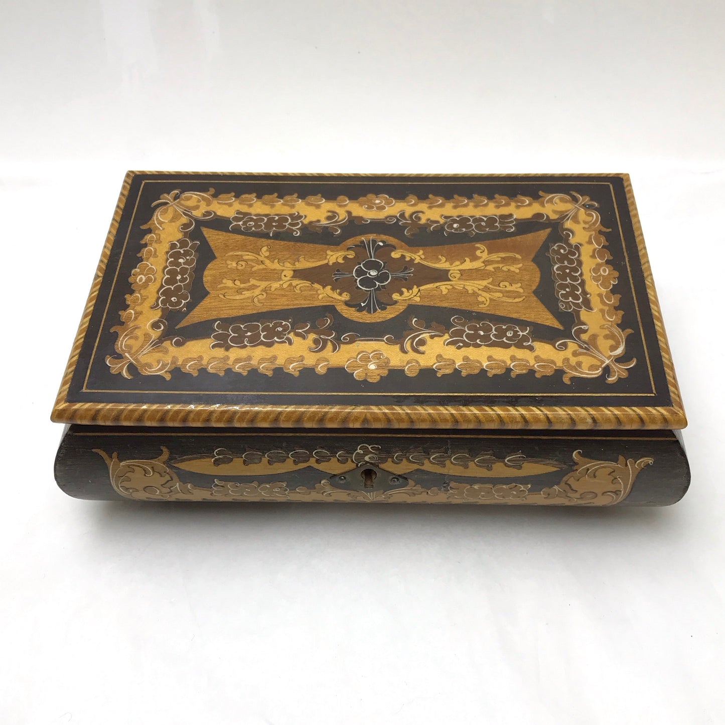 Lador Wood Inlay Music Box, Working Condition, WEAR AND REPAIR