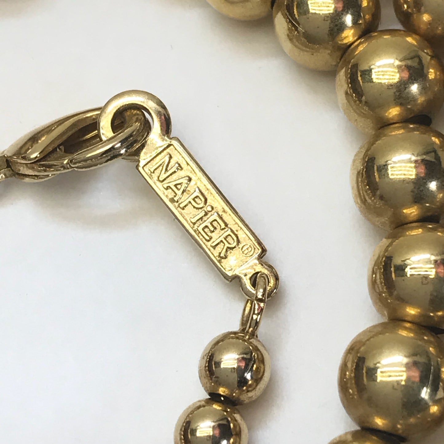 Napier 24 inch Gold Beaded Necklace on Chain, Napier, Collectible Costume Jewellery