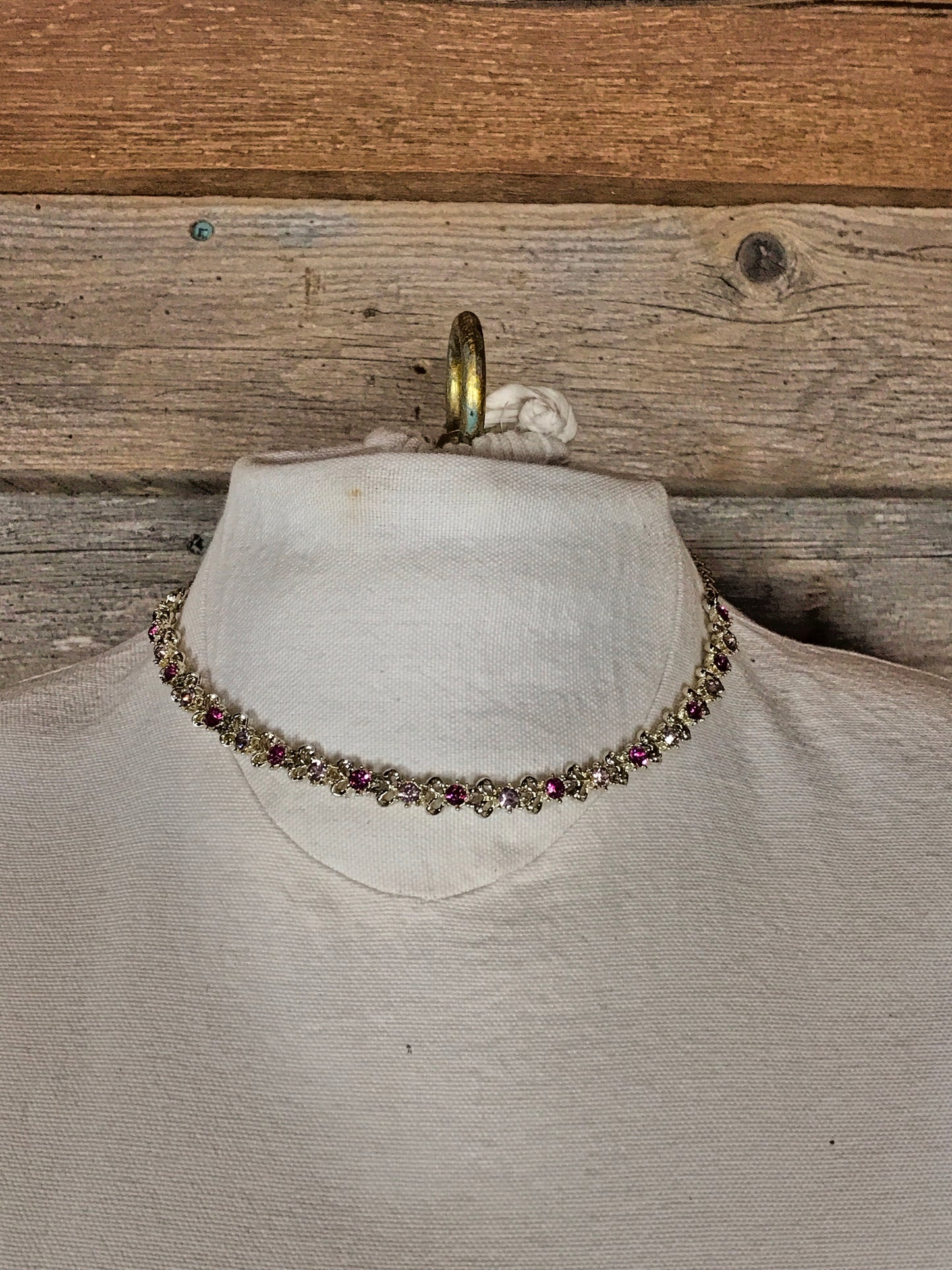 1950s Coro Necklace with Pink and Purple Rhinestones