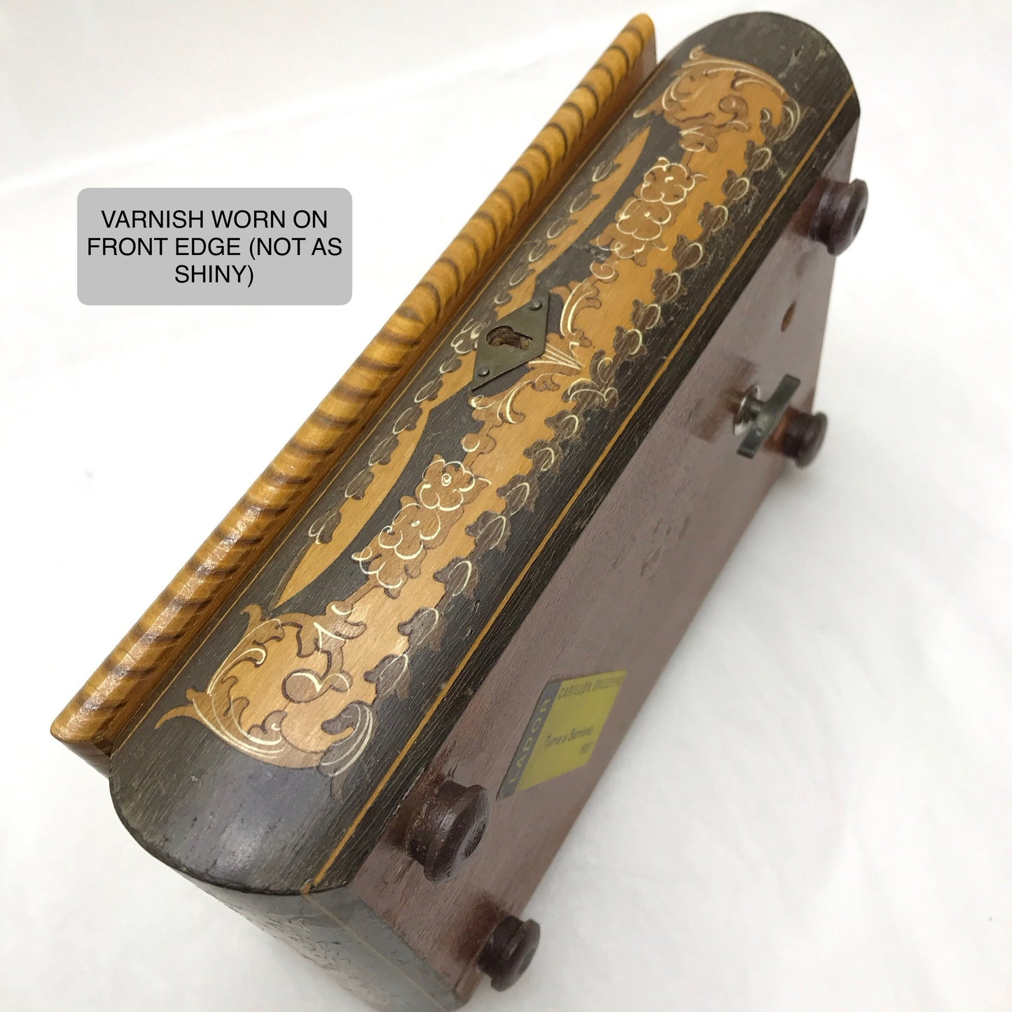 Lador Wood Inlay Music Box, Working Condition, WEAR AND REPAIR