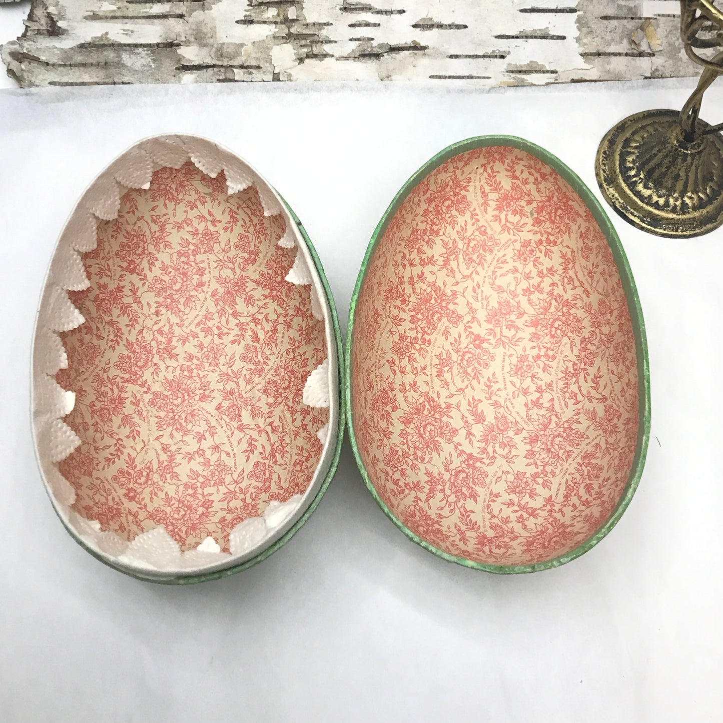 2 Vintage Papier Maché Easter Egg Candy Containers, Made in West Germany