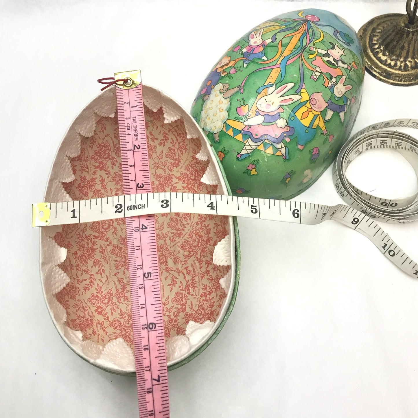 2 Vintage Papier Maché Easter Egg Candy Containers, Made in West Germany