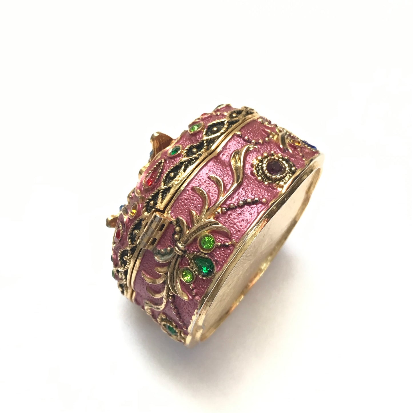 Enamel and Rhinestone Ring or Pill Box