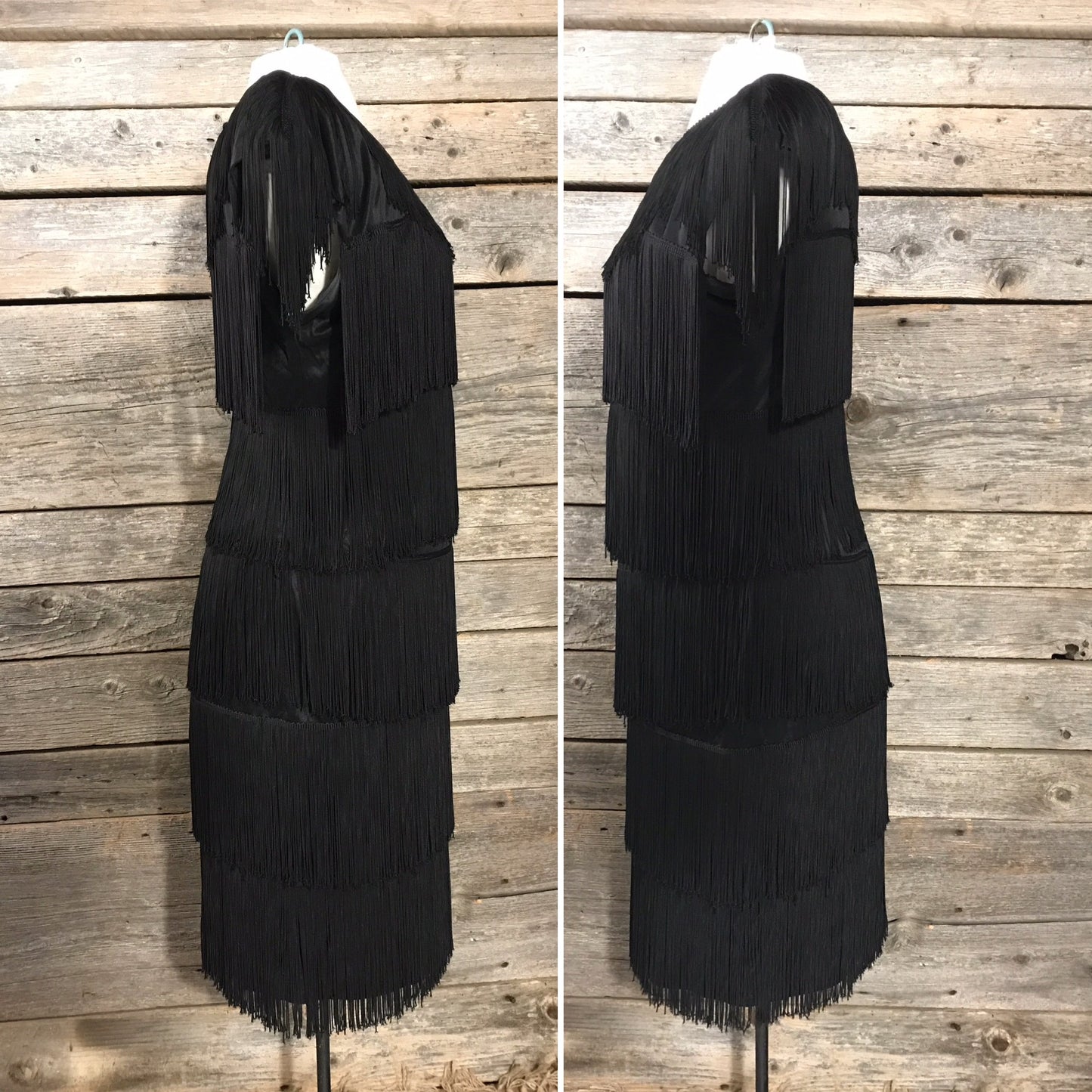 Black Flapper Style Fringe Dress