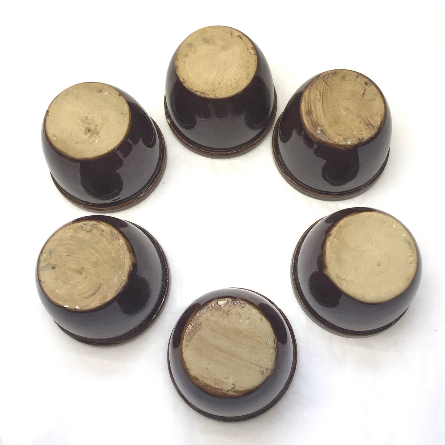 6 Small Stoneware Ramekins, 4 Ounce Vintage Pudding Cups, ONE AT FAULT
