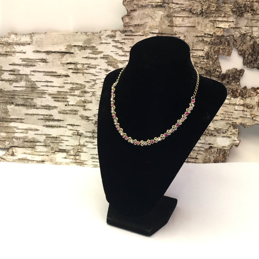 1950s Coro Necklace with Pink and Purple Rhinestones