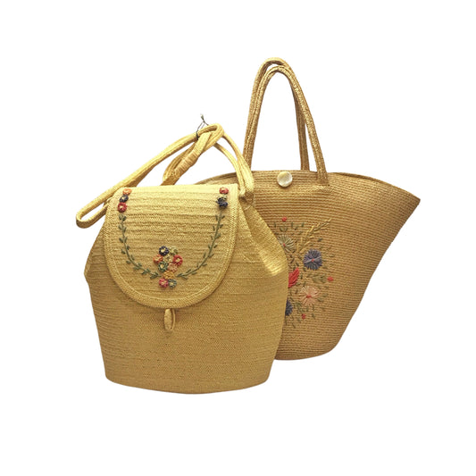 Vintage Straw Bags Set of 2, SMALL FAULTS, Vintage Wall Decor and Storage