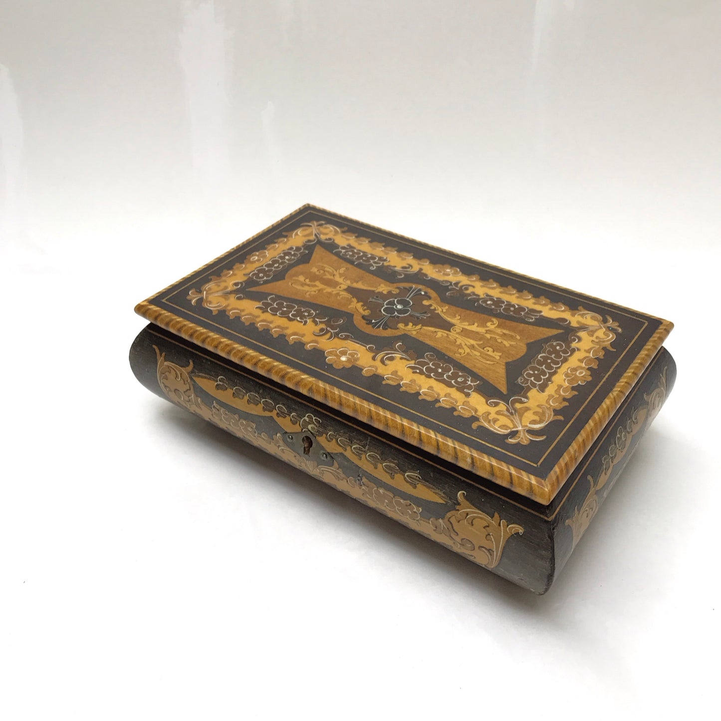 Lador Wood Inlay Music Box, Working Condition, WEAR AND REPAIR