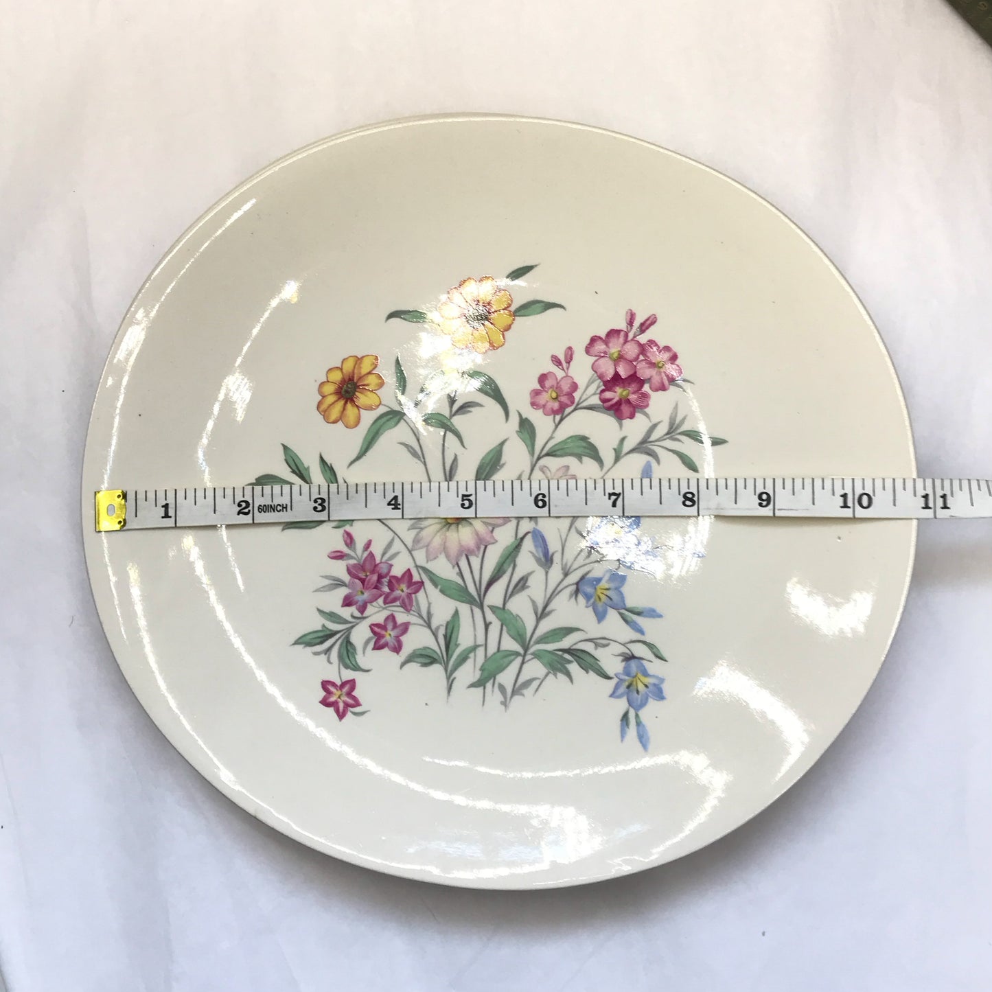 Clarice Cliff Dinner Plates Pink Susan Design for Royal Staffordshire, Set of 7, Pastel Country Wild Flowers