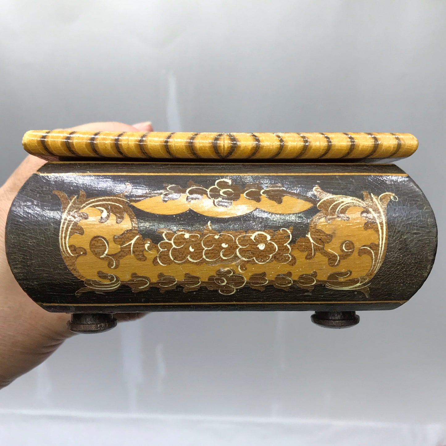 Lador Wood Inlay Music Box, Working Condition, WEAR AND REPAIR