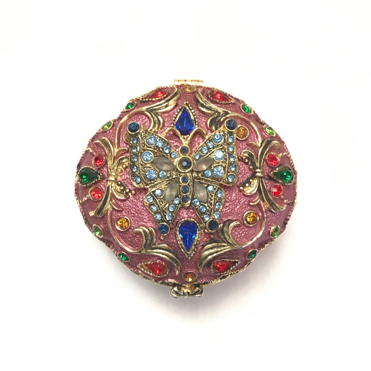 Enamel and Rhinestone Ring or Pill Box