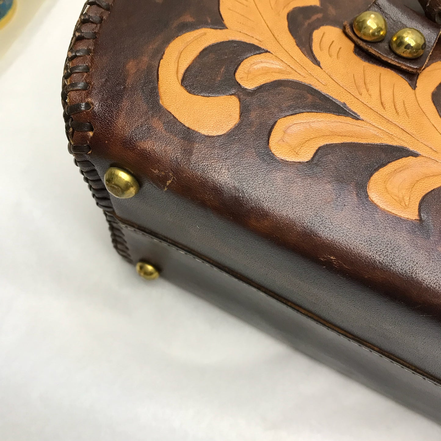 Tooled Leather Purse, Double Handled