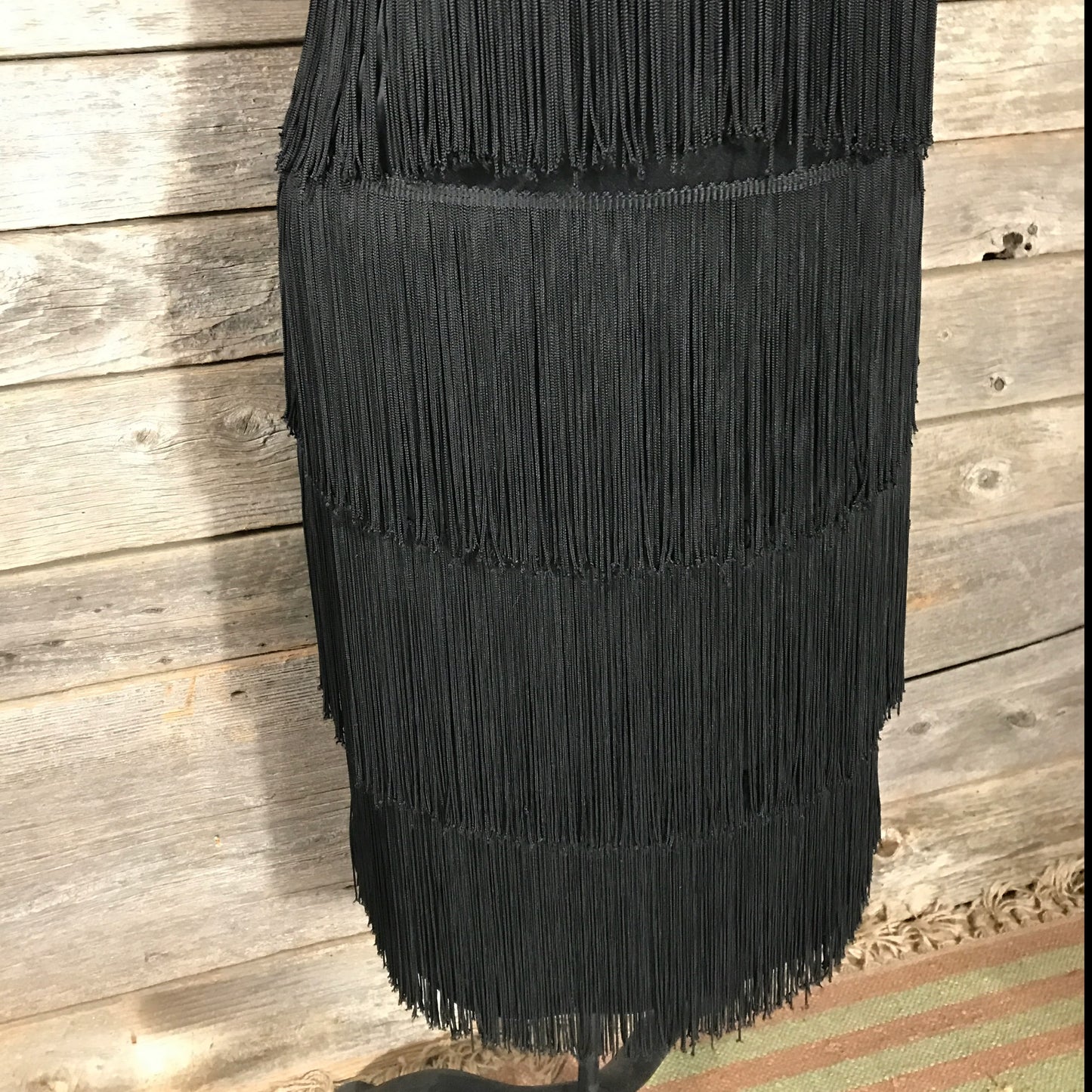 Black Flapper Style Fringe Dress