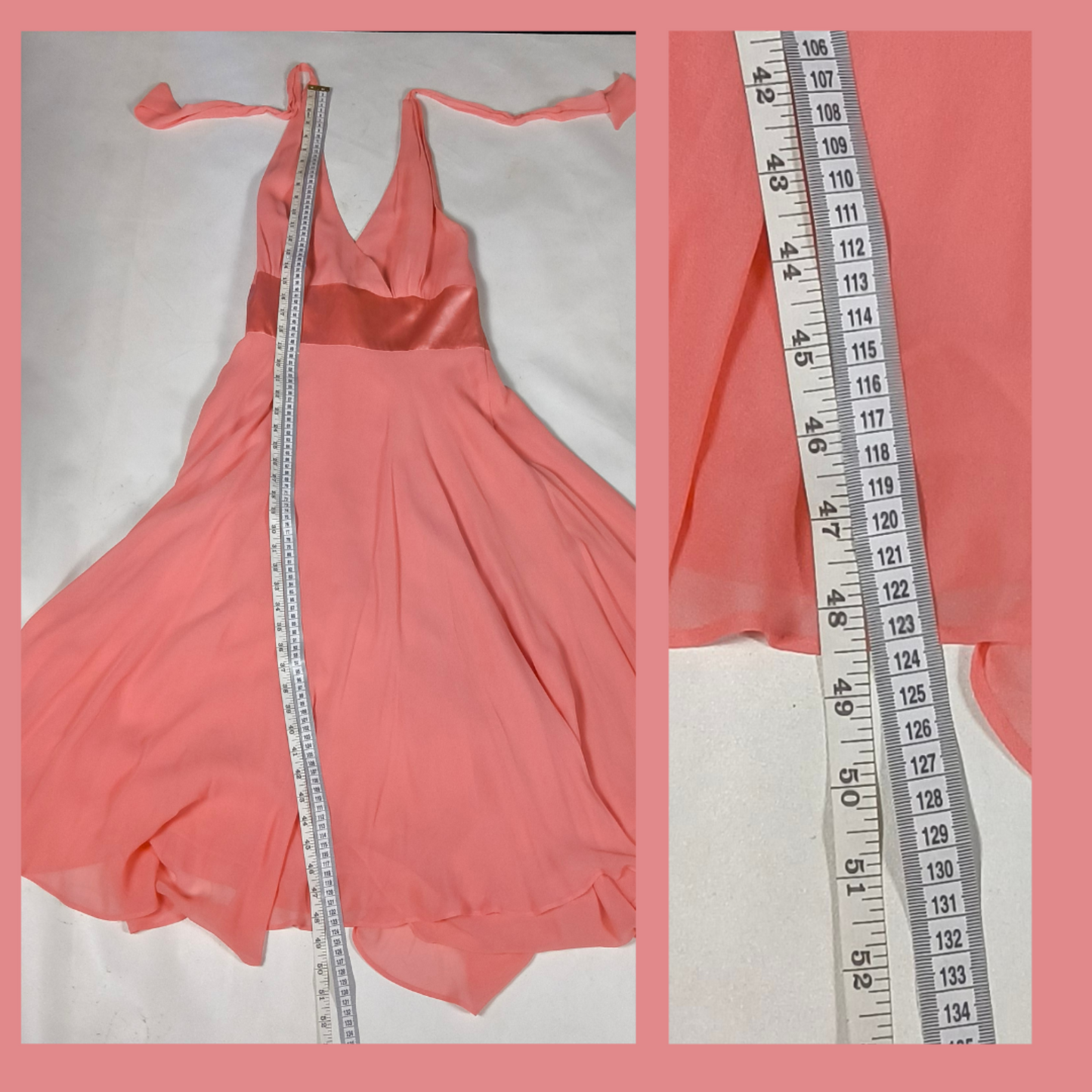 Donna Ricco Pink Silk Halter Dress with Hankerchief Hem, Size 8