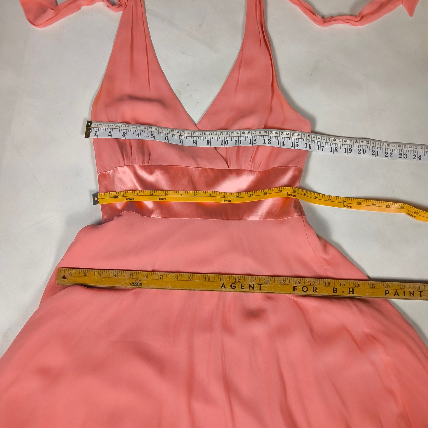 Donna Ricco Pink Silk Halter Dress with Hankerchief Hem, Size 8