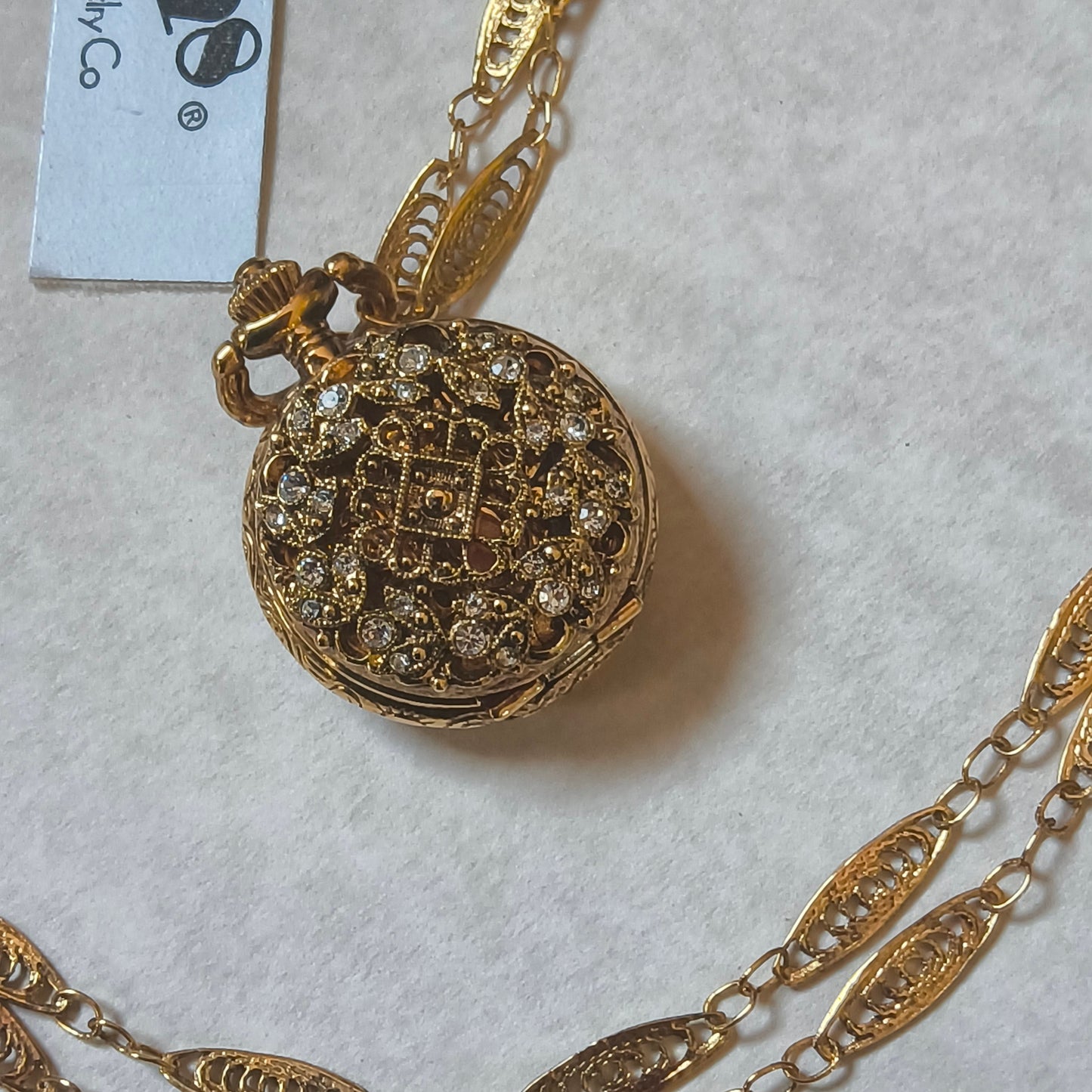 Pocket Watch Style Necklace, 1928 Brand, Quartz Battery Operated Watch