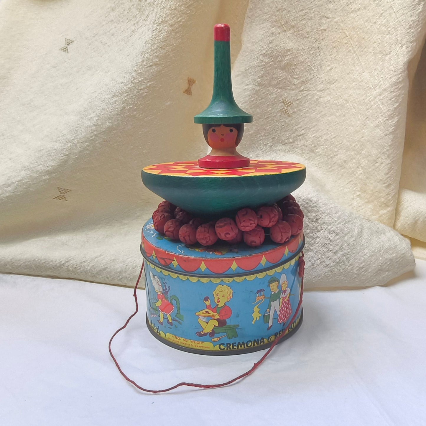 Vintage German Breitschwerdt Holzspielzeug Wooden Spinning Top, Wood Child's Toy