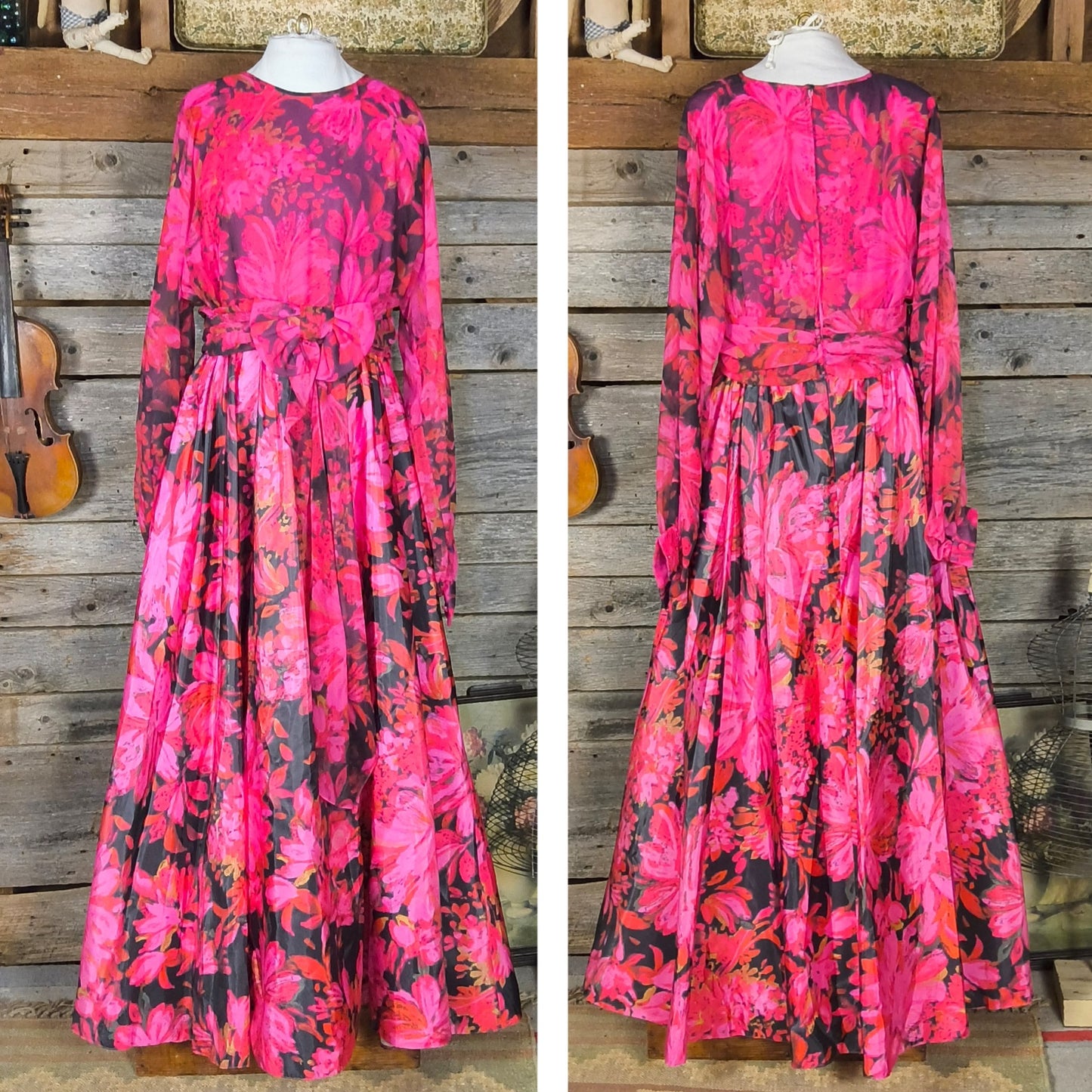 Vintage Jean Allen Floral Maxi Dress, Polyester