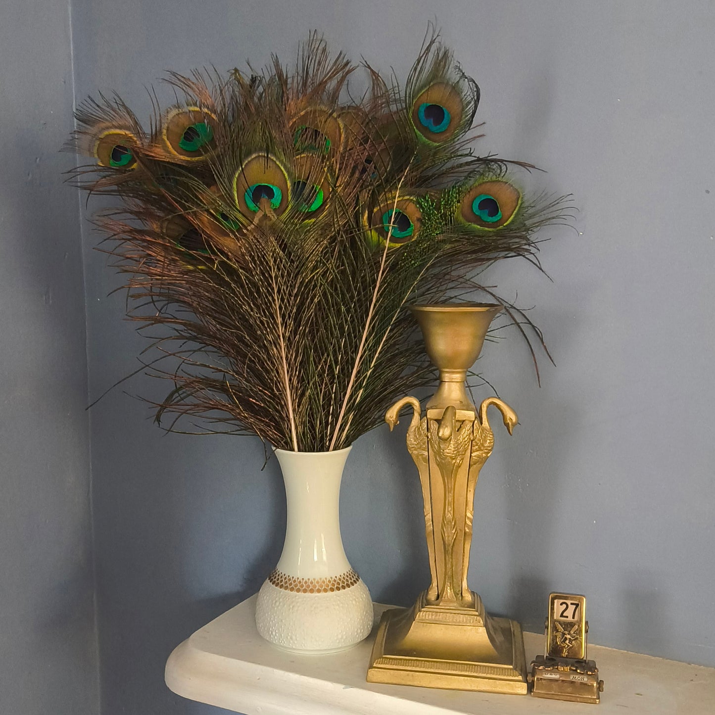 Thomas of Rosenthal White Vase with Gold Accents and Textured Base, 6.5 inches