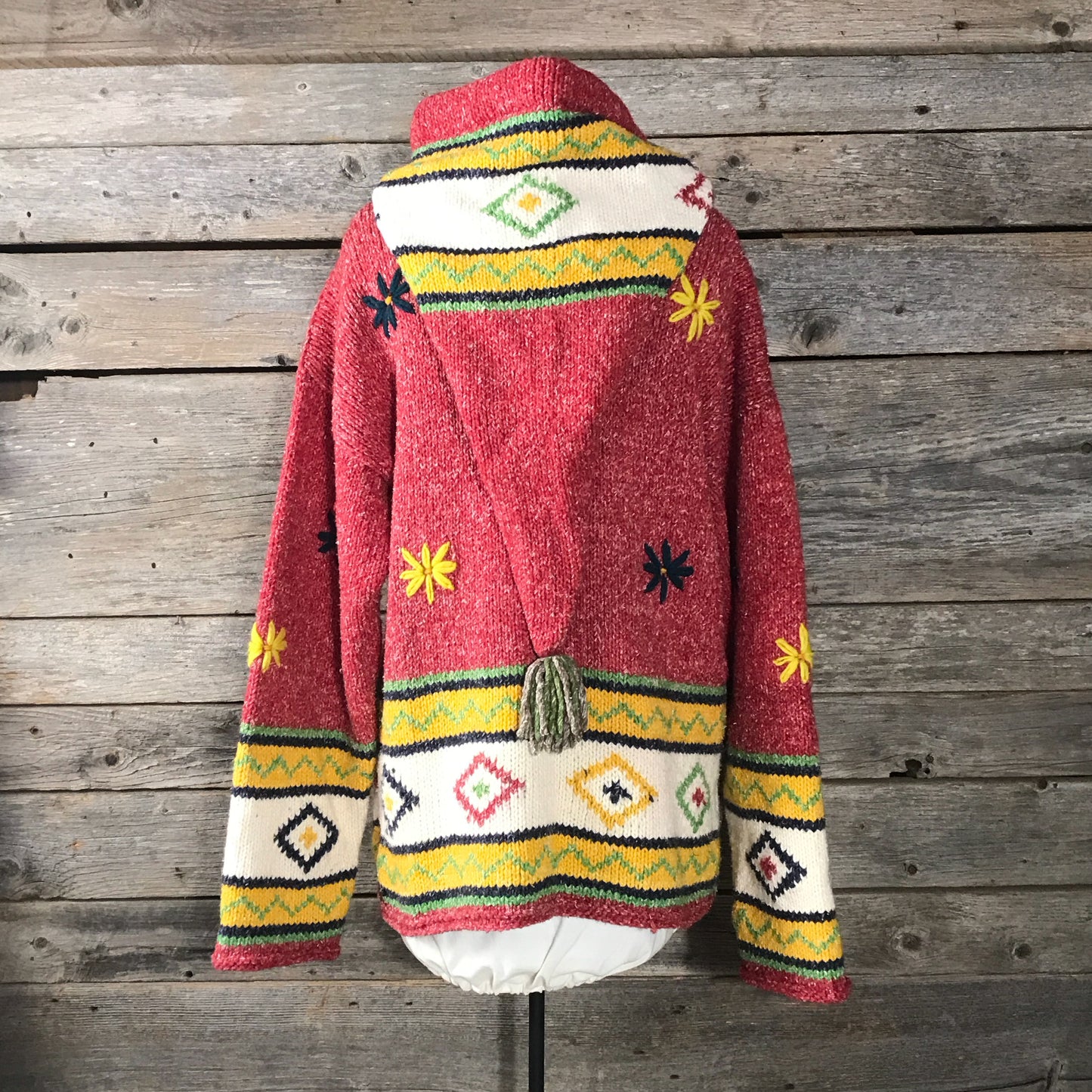 Hooded Knit Sweater, Wool and Cotton Blend, Sheep River Trading, SOME PILLING