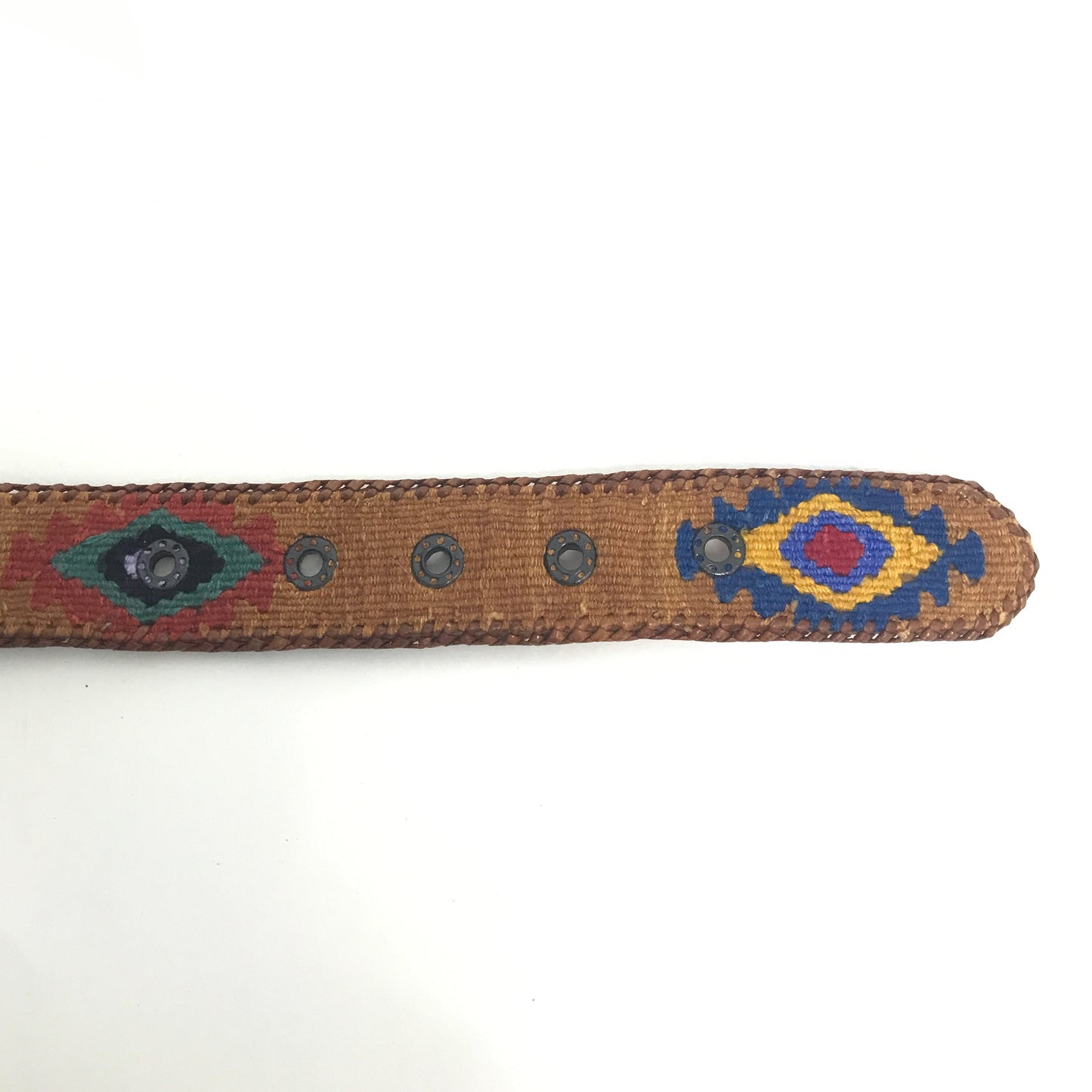 Vintage Woven Leather Belt, Size 36