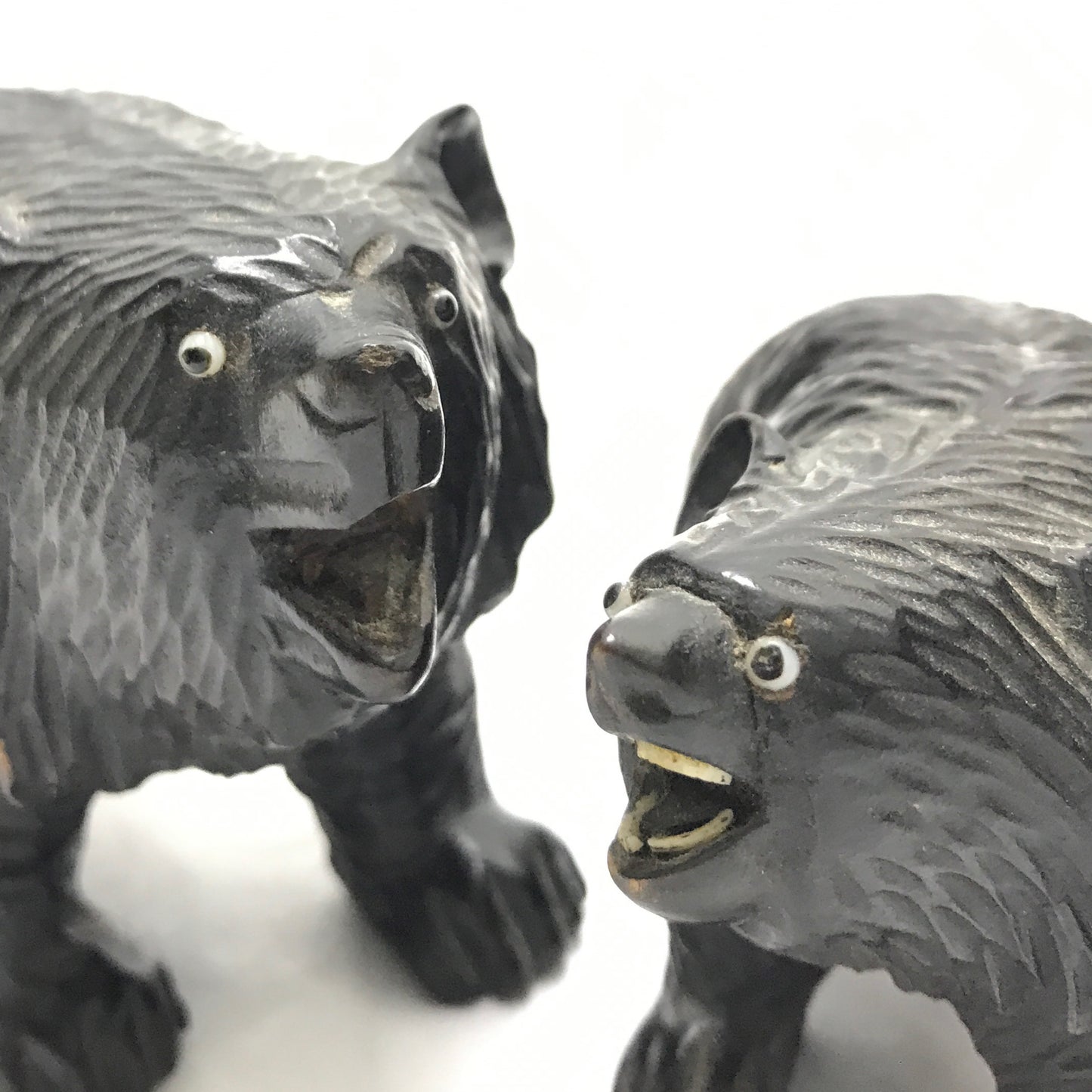 Pair of Ainu Hand Carved Bear Figurines