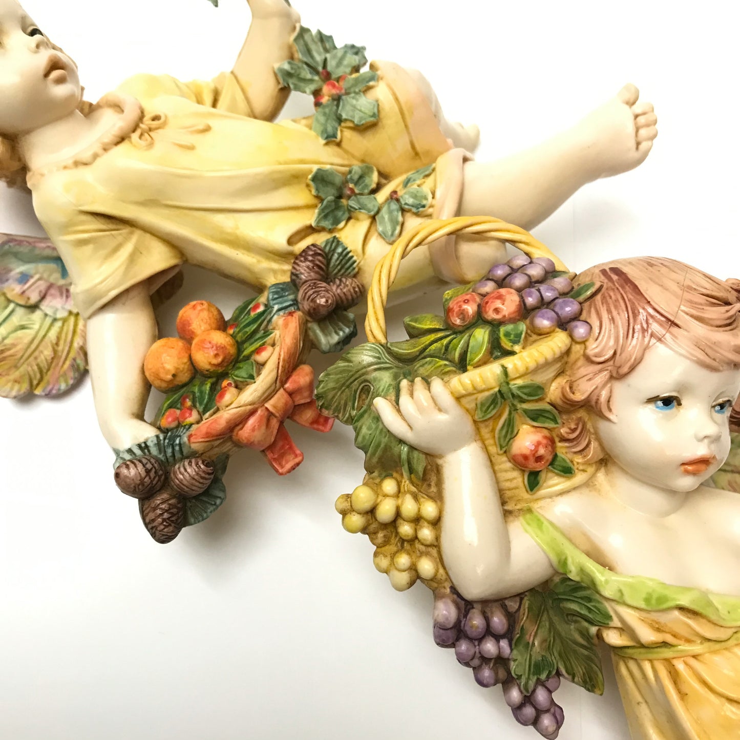 E. Simonetti Resin Cherubs, Italian Putti Wall Decor, Dated 1989