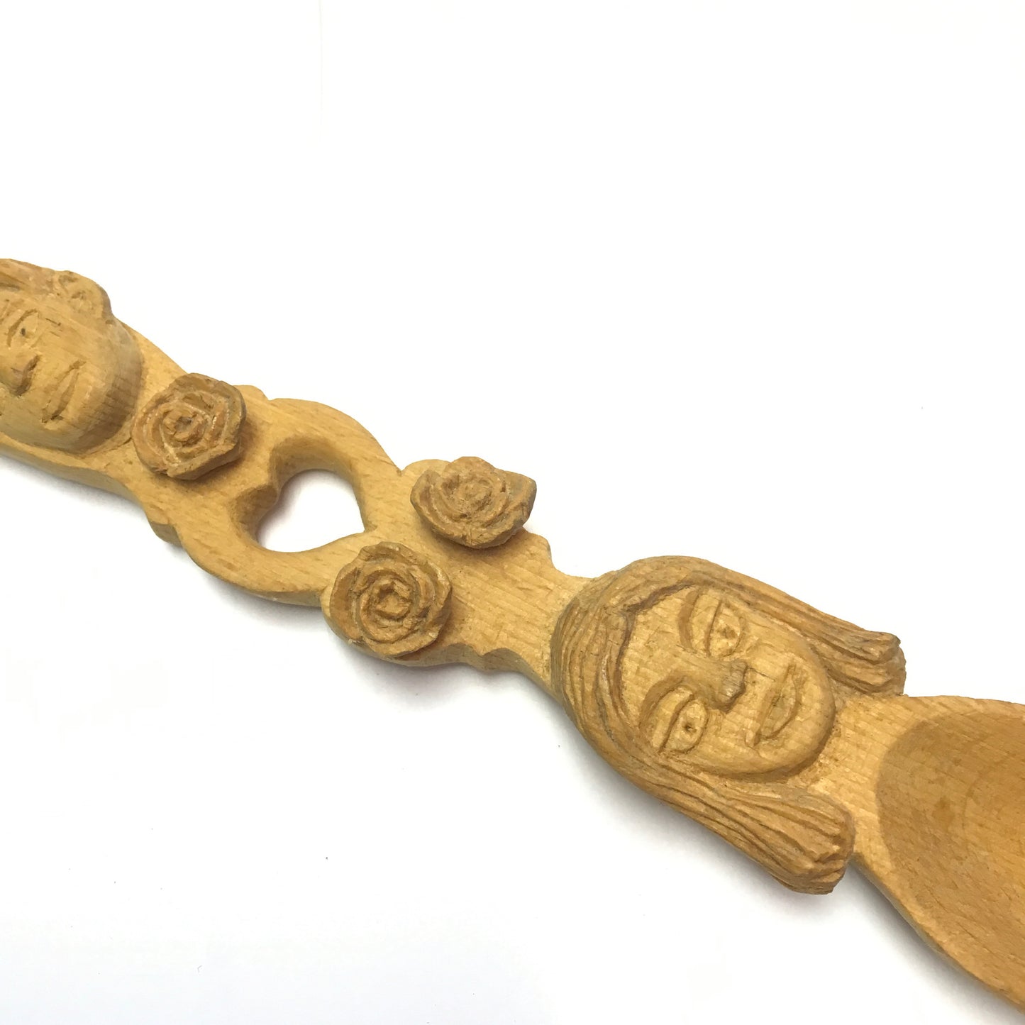 Vintage Hand Carved Wood Spoon, Loving Spoon