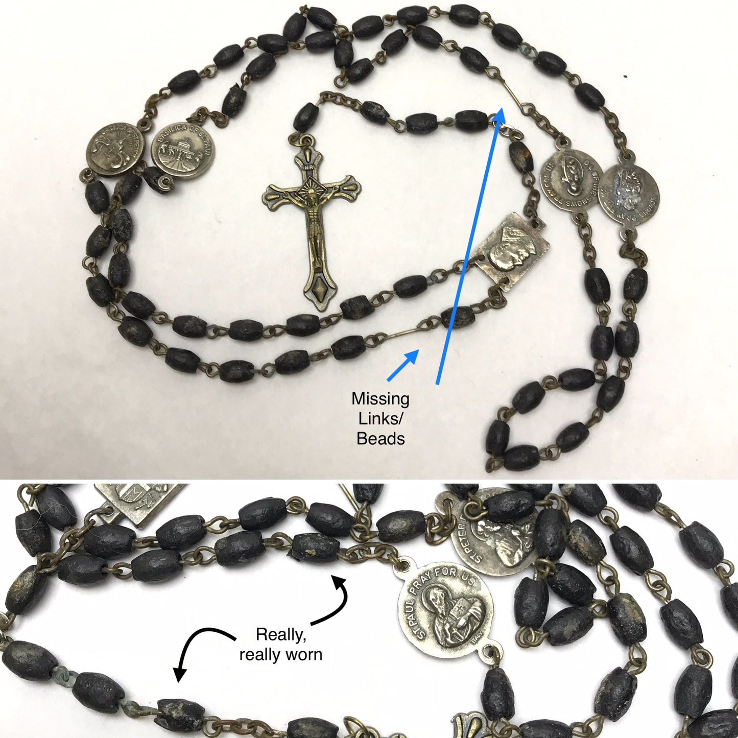 Crafting Lot of Vintage Rosaries, Charms, and Cross Pendants, Religious Memorabilia, For Repair or Upcycling