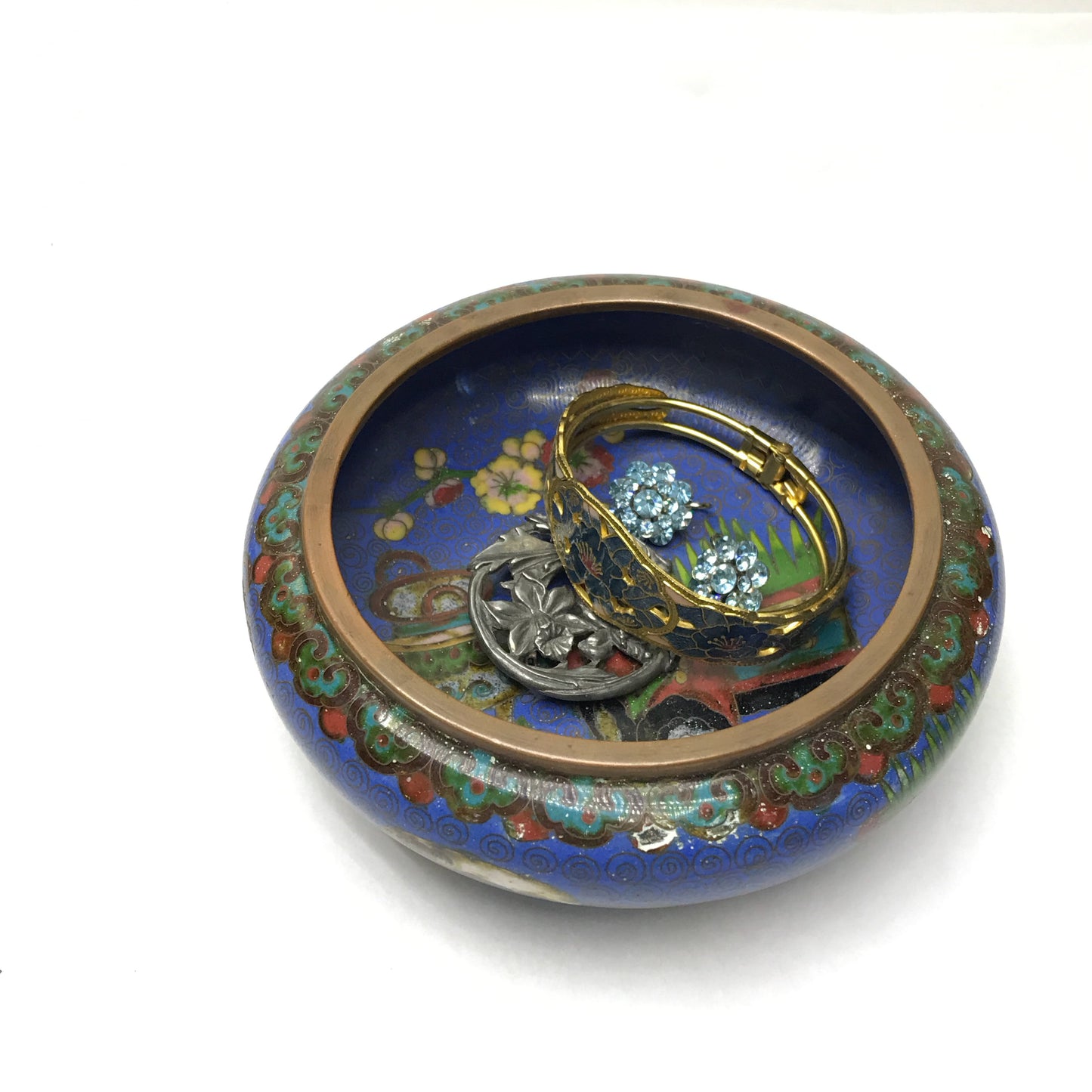 Chinese Cloisonné Trinket Dish, Food Themed, Light Deterioration