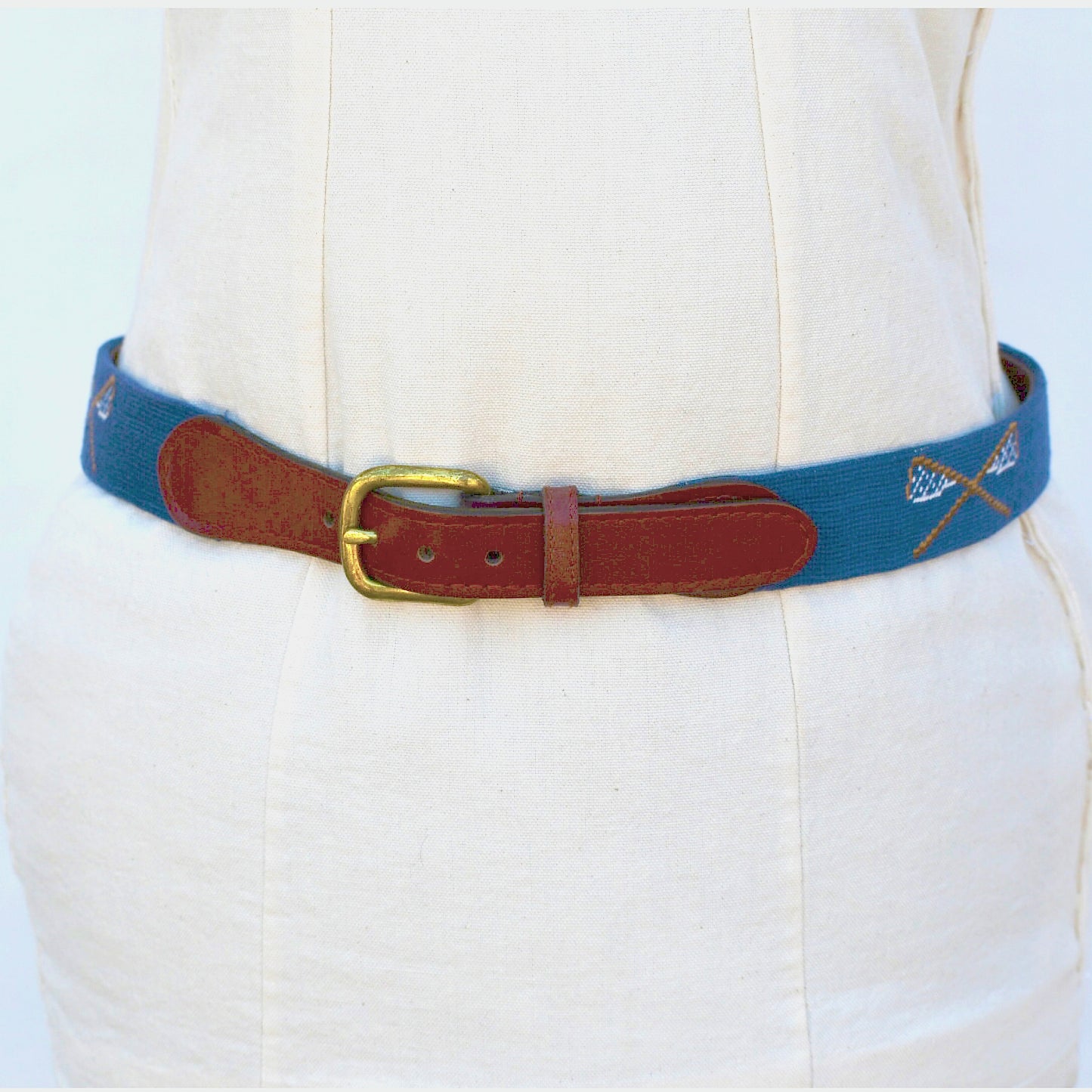 Smathers and Branson Needlepoint & Leather Belt, Lacrosse