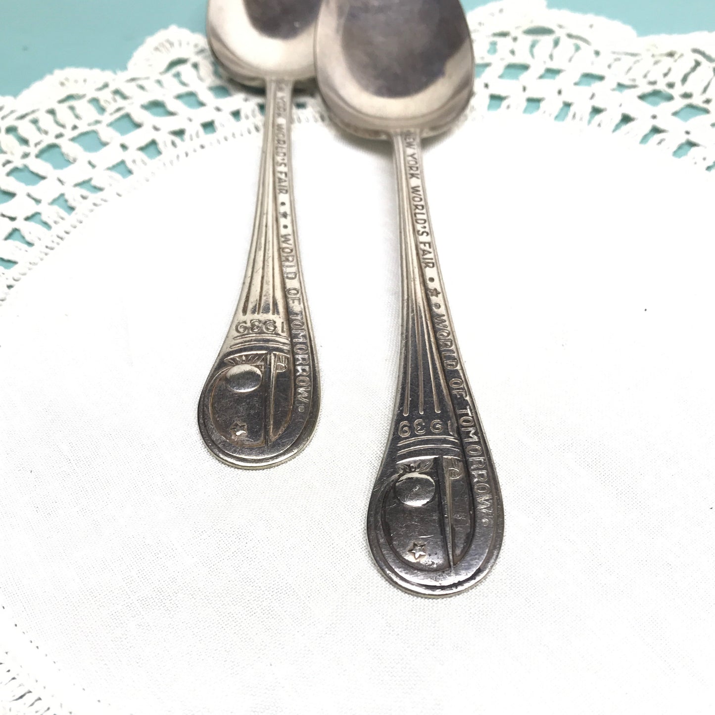 1939 World’s Fair Souvenir Teaspoons, Wallace Silver Plate