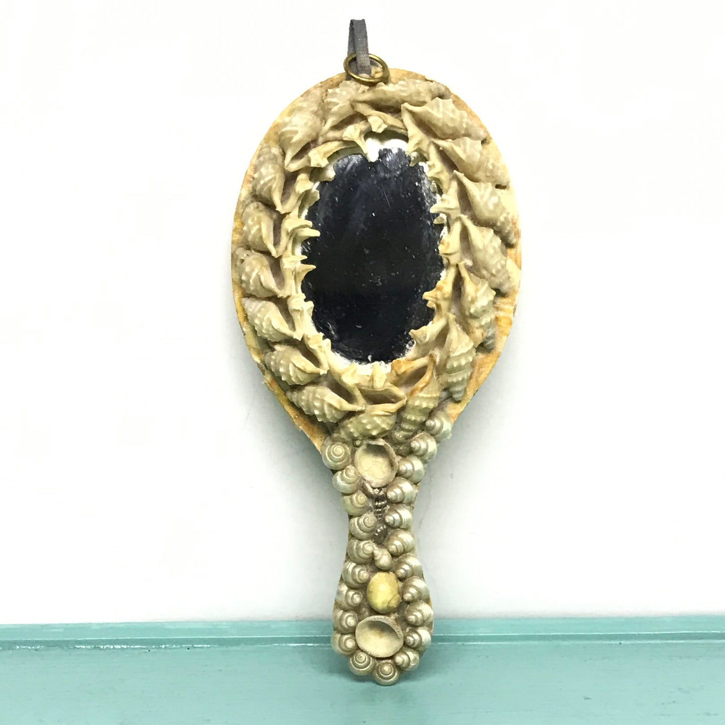 Victorian Shell Mirror, Hanging Hand Mirror