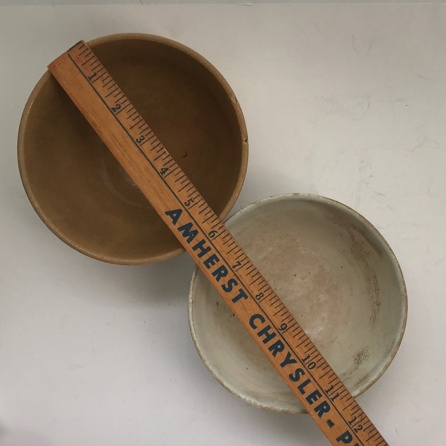 2 Small Stoneware Bowls, Primitive Kitchen Decor