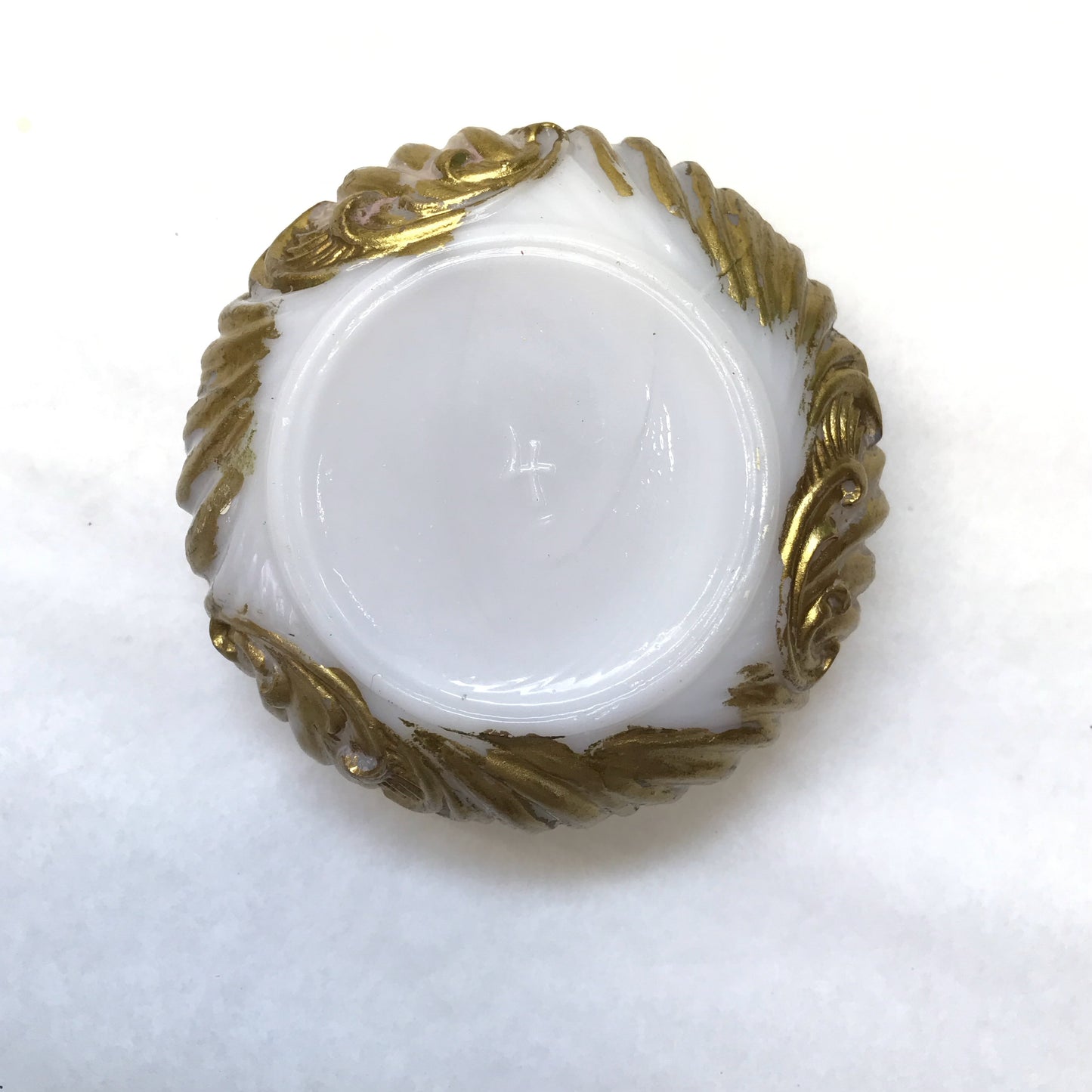 White Glass Souvenir Powder Jar or Trinket Dish, Souvenir of Eganville