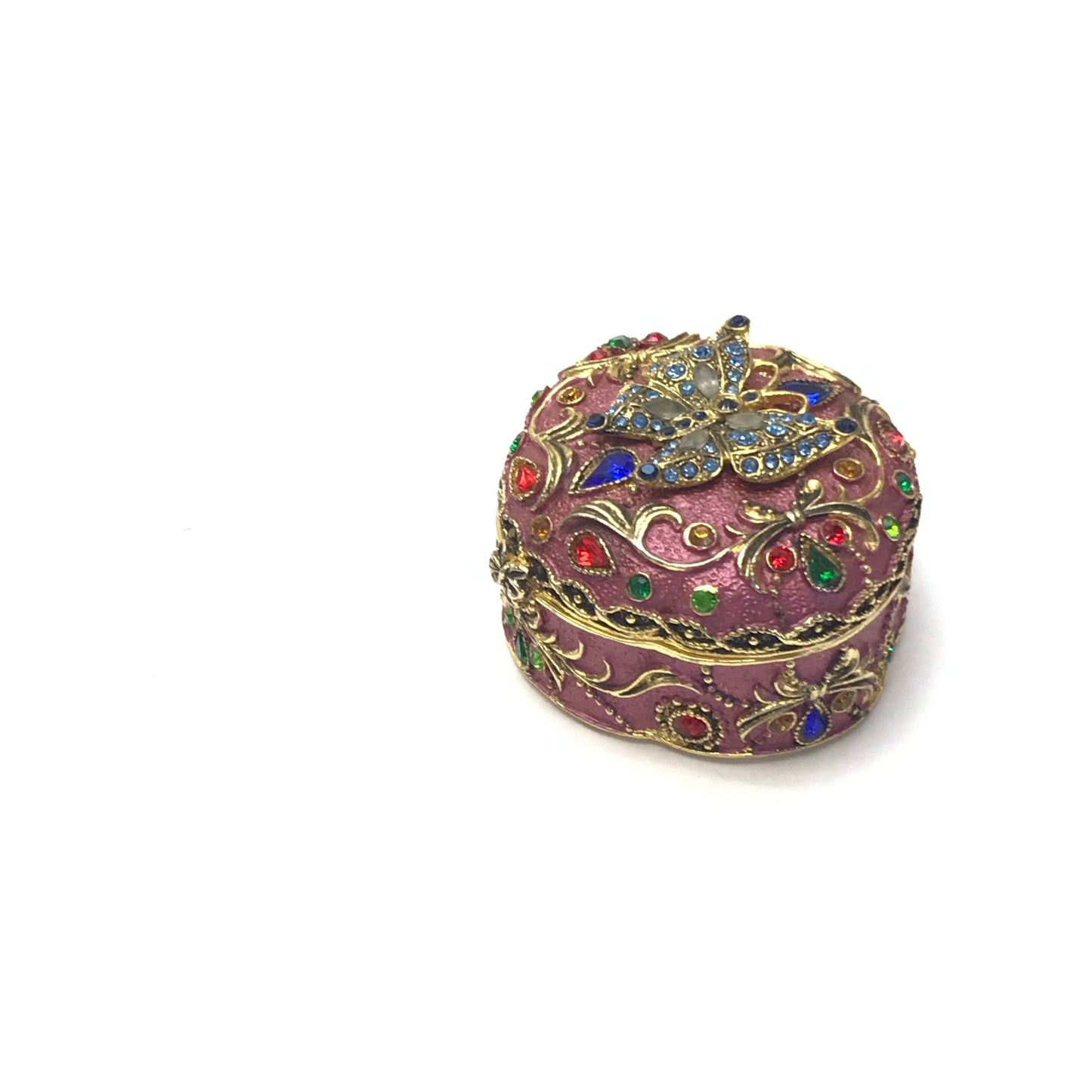 Enamel and Rhinestone Ring or Pill Box