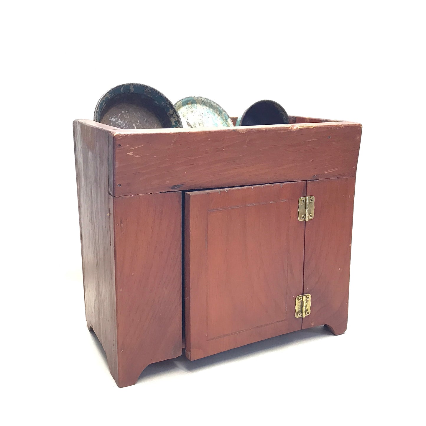 Wooden Mini Dry Sink with Enamel Dishes