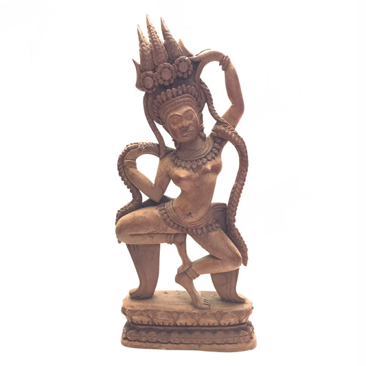 Carved Khmer Figurine, Apsara Dancer, Unvarnished