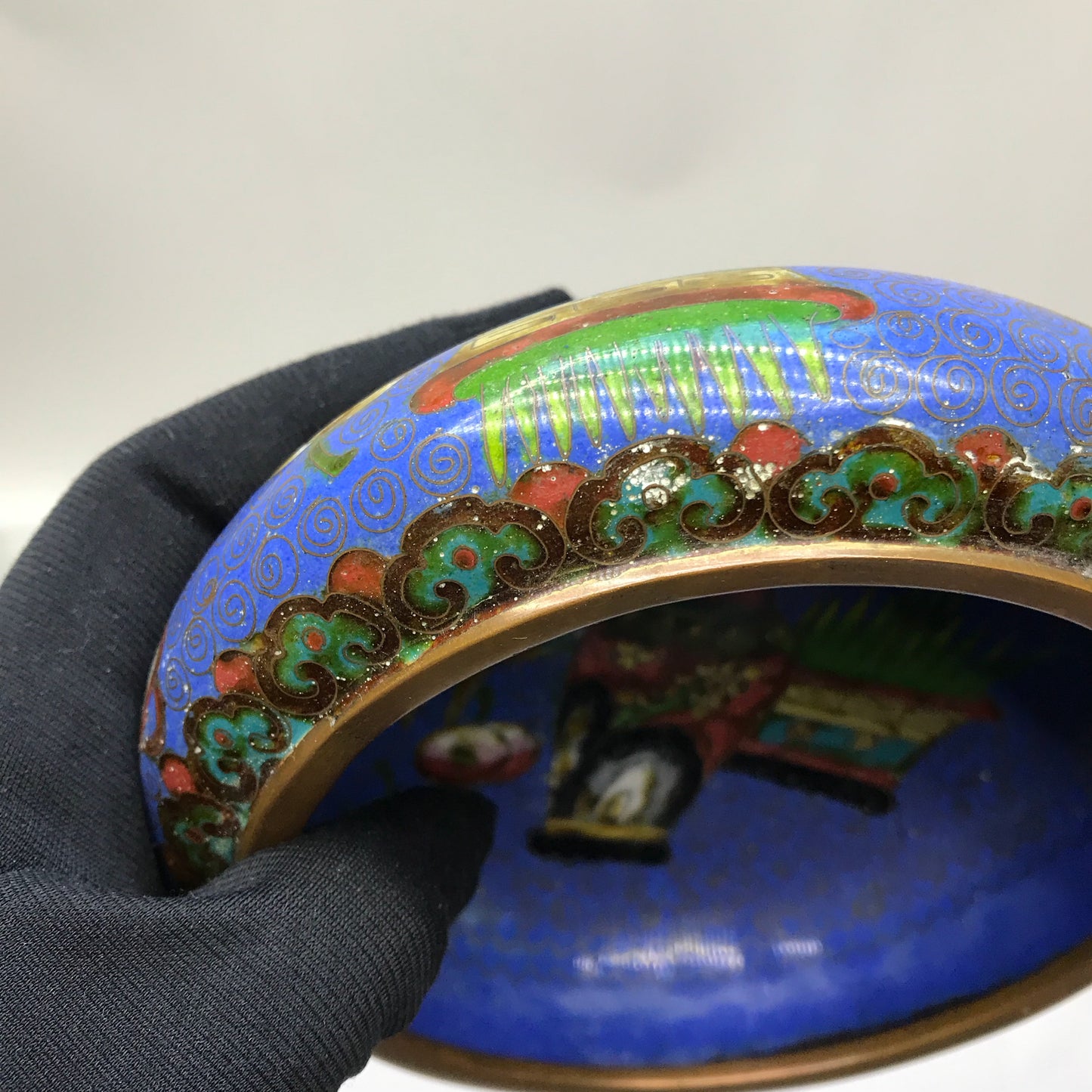 Chinese Cloisonné Trinket Dish, Food Themed, Light Deterioration