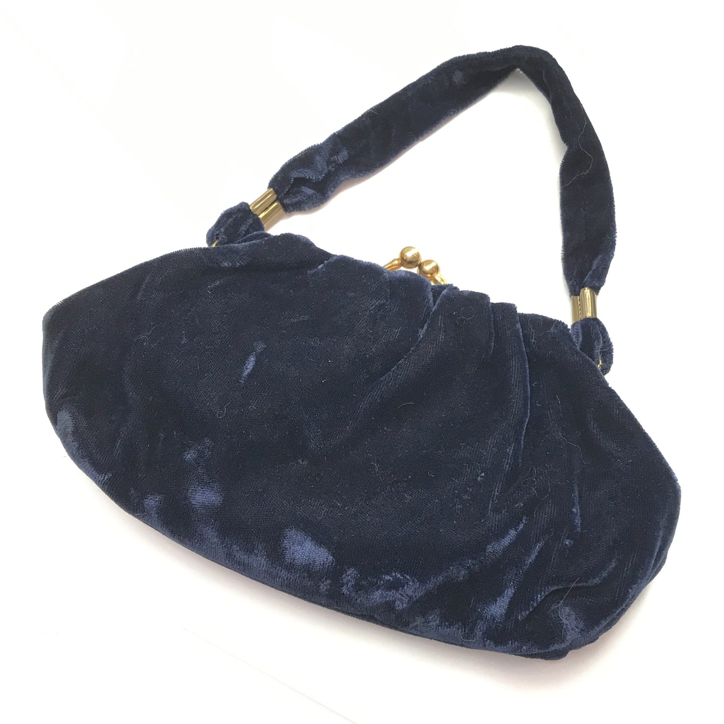 Small Vintage Blue Velvet Evening Bag, Soft Sided Fabric Purse (SOLD)