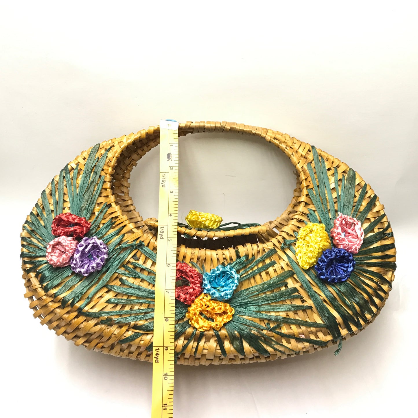 Wicker and Raffia Basket Purse, Gondola Purse, Woven Rattan Bag