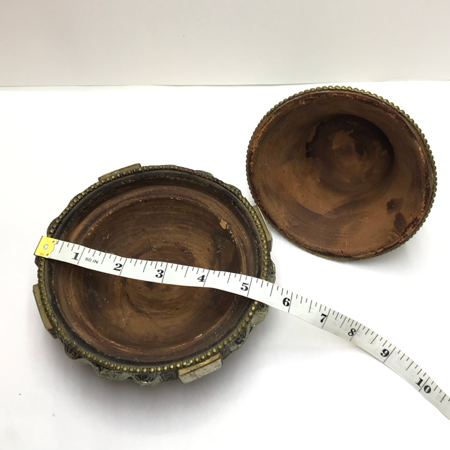 Mini Tajine Condiment Dish with Hammered Metal and Bone Accents, Ornate Lidded Terracotta Dish, Moroccan Trinket Dish