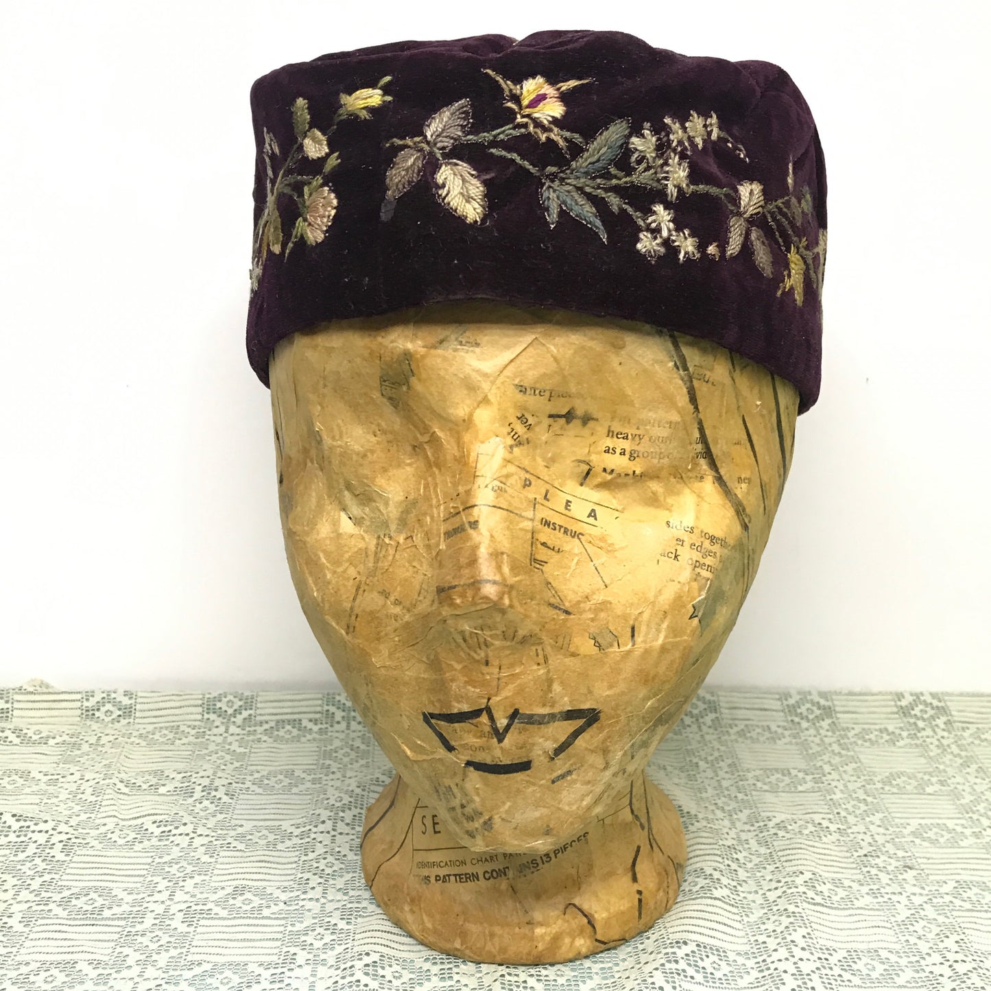 Victorian Smoking Cap with Floral Embroidery, Antique Costuming, Antique Men’s Fashion