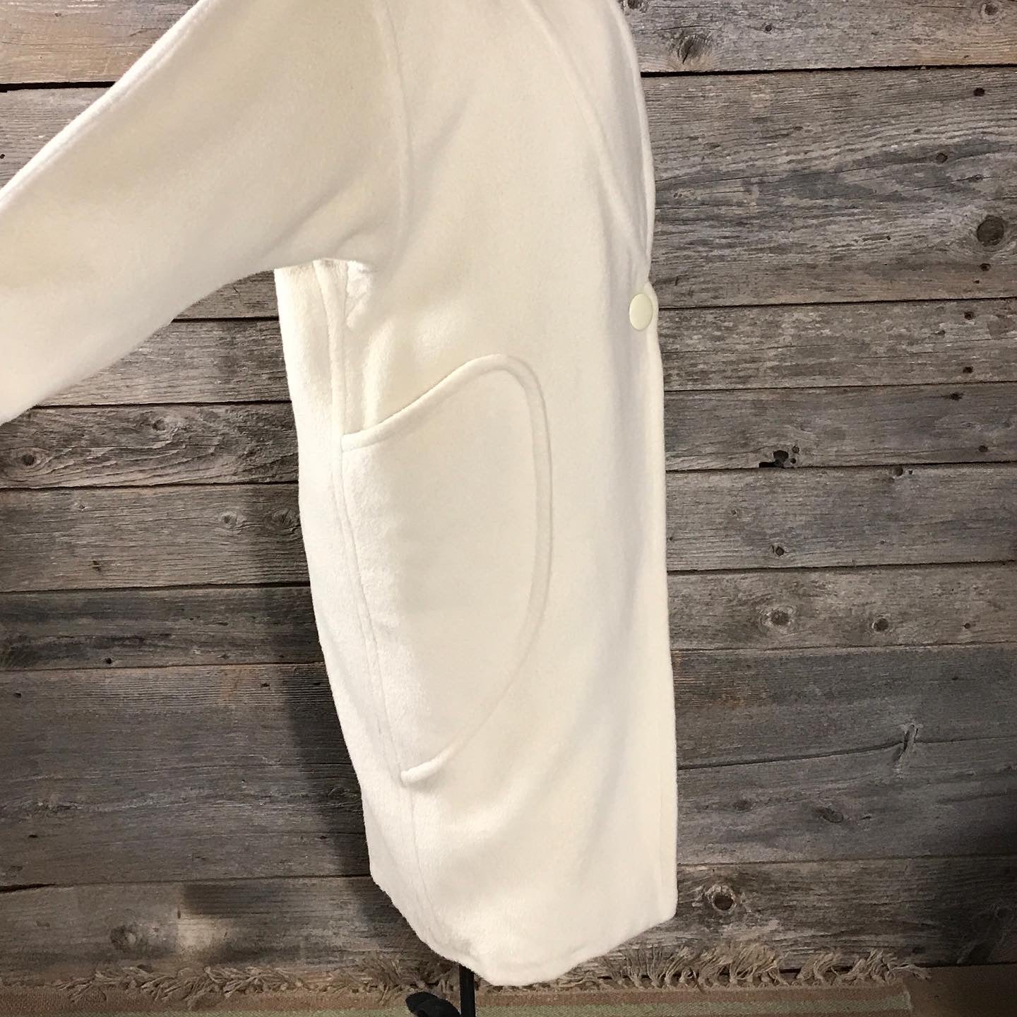 Courrèges Paris White Wool Blanket Coat (Some Wear)  c 1980s