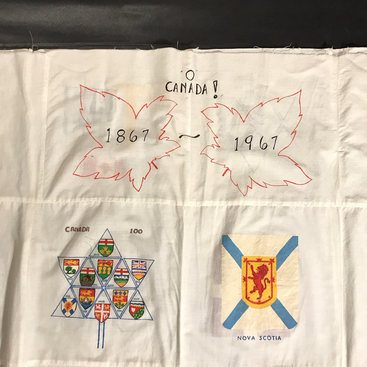 Quilt Topper, Canadian Centennial and Expo 67 Handmade Souvenir