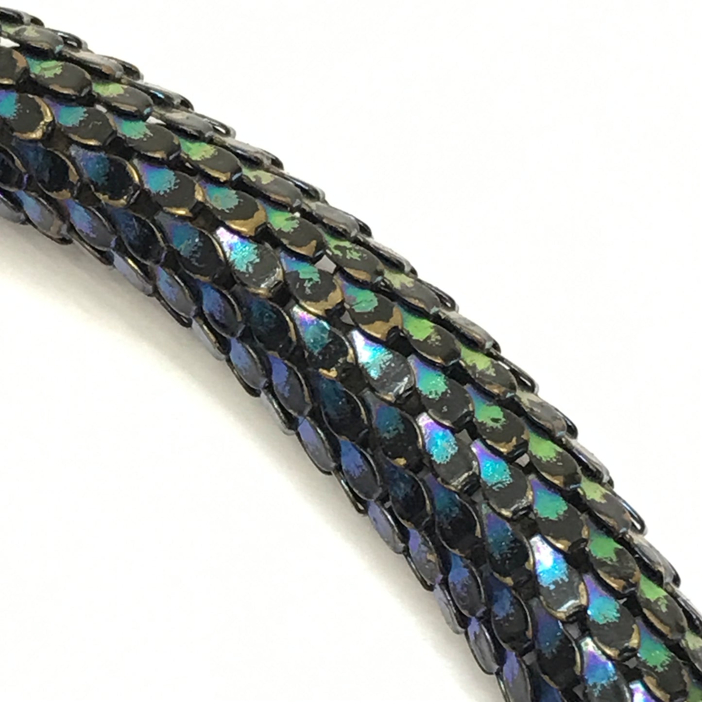 Vintage Blue Iridescent Mesh Snake Necklace