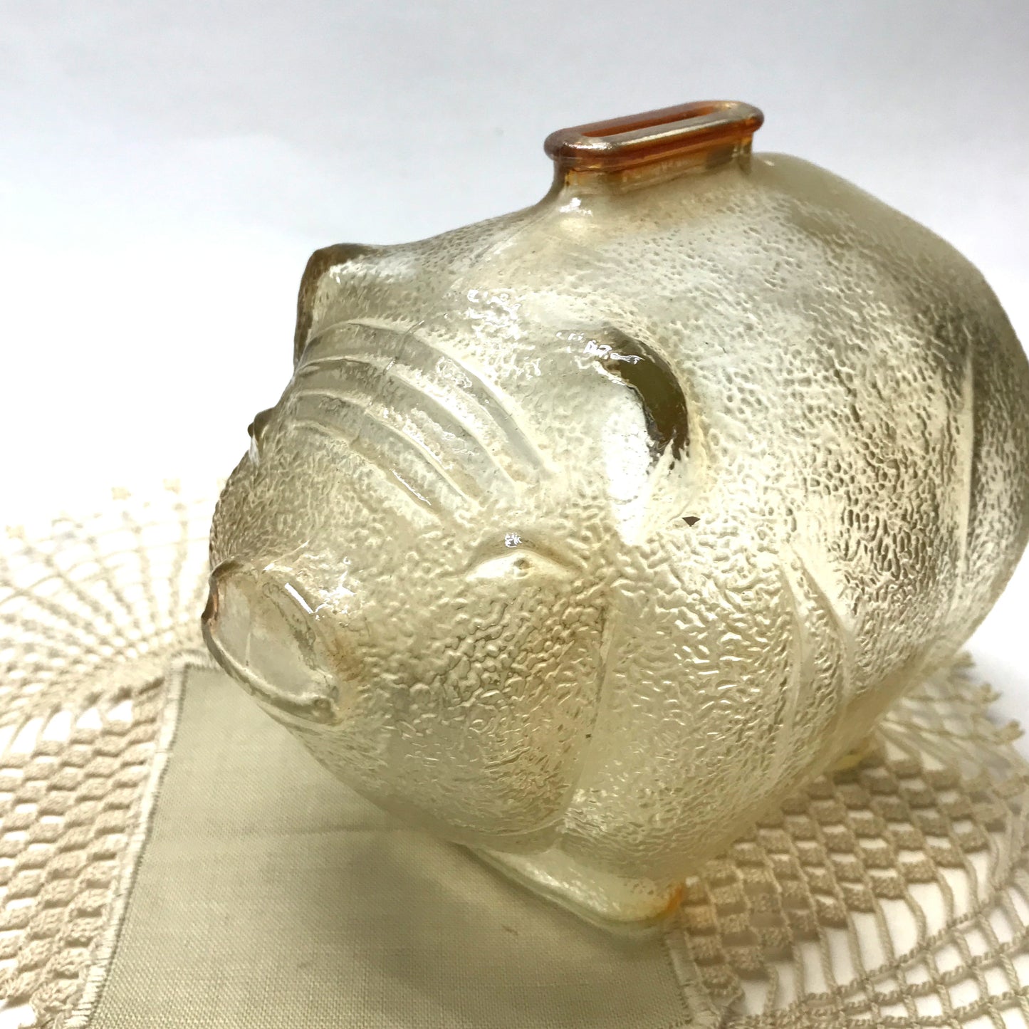 Vintage Anchor Hocking Pale Peach Glass Piggy Bank