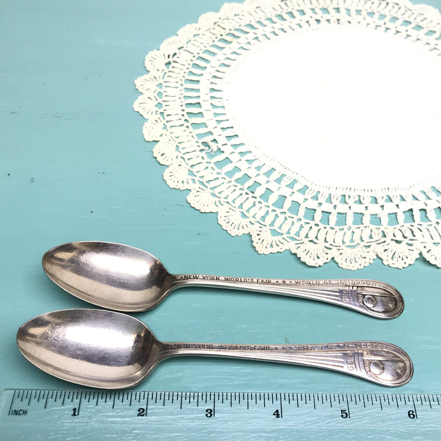 1939 World’s Fair Souvenir Teaspoons, Wallace Silver Plate